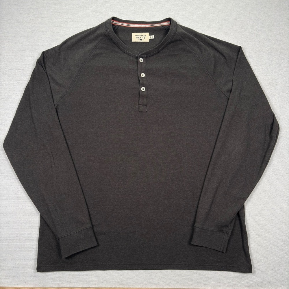 The Normal Brand Henley Shirt Mens Size 2XLT Charcoal Long Sleeve Stretch